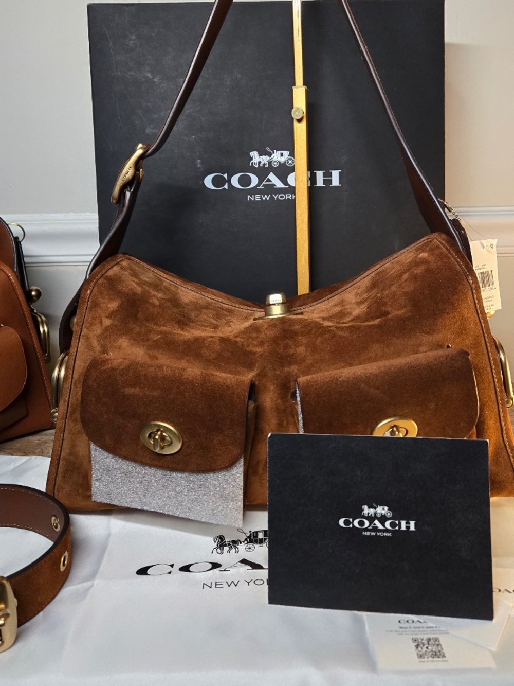 Coach Suede Haversack bag warm brown